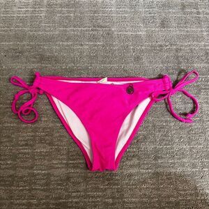 Hawaiian Tropic Hot Bright Pink Side Tie Bikini Swim Bottoms Small